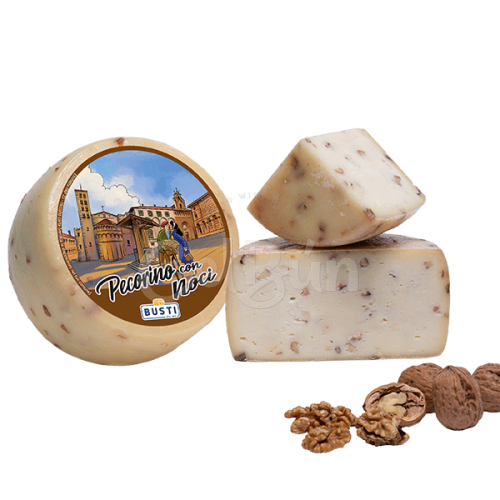 Pecorino con Noci 250 g - cu pastă albăstruie și elastică încrustată cu miez de nuci