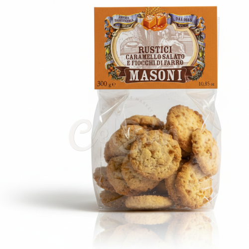 Rustici Caramello Salato e Fiocchi di Farro Masoni - Biscuiți cu Caramelă Sărată și Fulgi de Alac (300g)