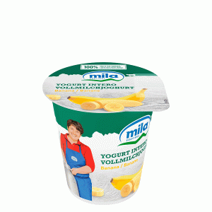 Iaurt integral cu banane Mila - 125 g