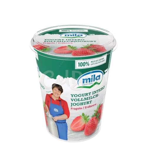 Iaurt integral cu căpșuni Mila - 400g
