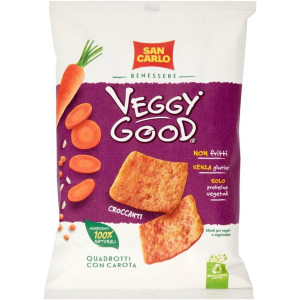 San Carlo Benessere Veggy Good Quadrotti cu Morcov, Linte și Orez 70g - Gustare Vegană și Fără Gluten