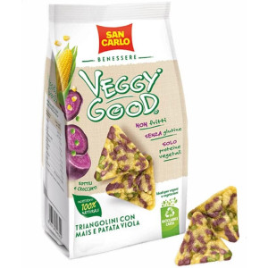 San Carlo Benessere Veggy Good Mini Gallette în formă de triunghiuri cu porumb și cartof violet 65g - Gustare vegană și fără gluten