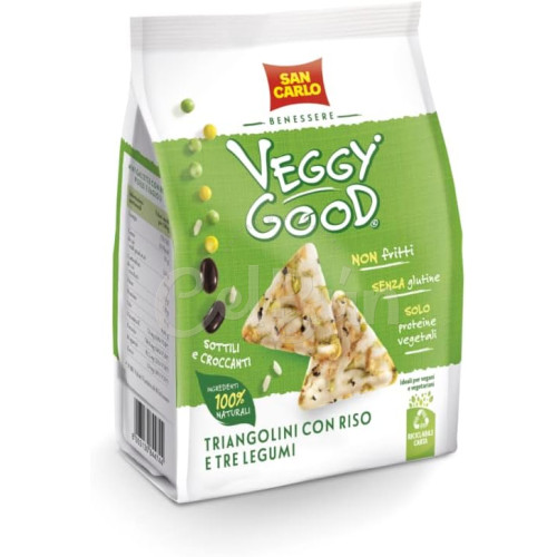 San Carlo Benessere Veggy Good Mini Gallette în formă de triunghiuri cu orez și trei tipuri de leguminoase 65g - Gustare vegană și fără gluten